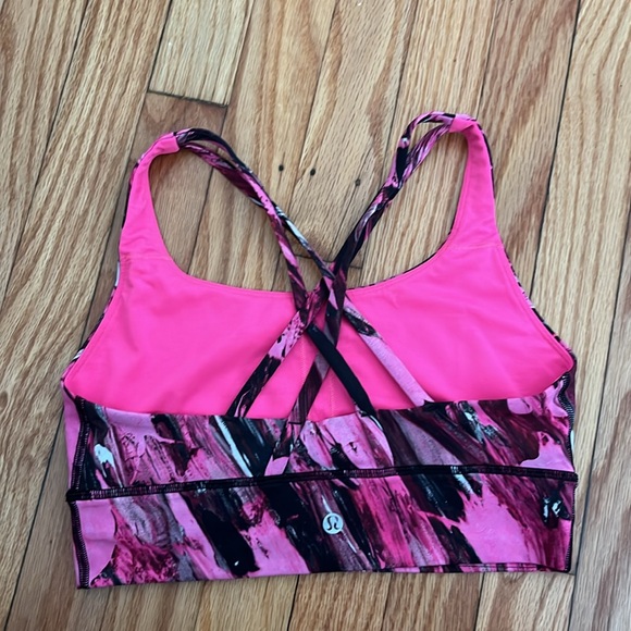 Lululemon Energy Long Line Pink& Black Sports Bra - Picture 2 of 5